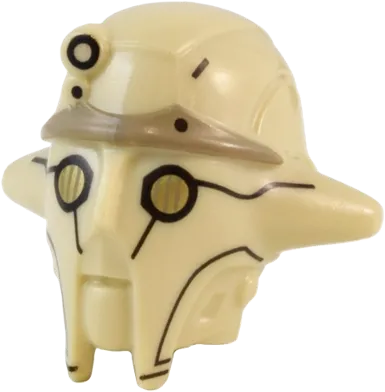 Minifigure, Head Modified SW Mark IV Architect Droid with Gold Eyes and Dark Tan Forward Pattern &#40;Professor Huyang&#41;