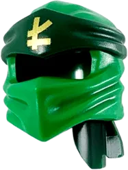 Minifigure, Headgear Ninjago Wrap Type 4 with Molded Dark Green Headband and Printed Gold Ninjago Logogram 'L' Pattern