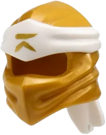 Minifigure, Headgear Ninjago Wrap Type 4 with Molded White Headband and Printed Gold Ninjago Logogram &#39;R&#39; Pattern