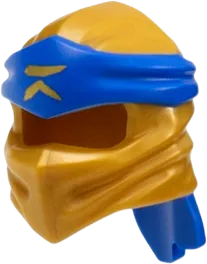 Minifigure, Headgear Ninjago Wrap Type 4 with Molded Blue Headband and Printed Gold Ninjago Logogram &#39;R&#39; Pattern