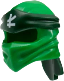 Minifigure, Headgear Ninjago Wrap Type 4 with Molded Dark Green Headband and Printed White Ninjago Logogram &#39;L&#39; Pattern