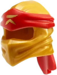 Minifigure, Headgear Ninjago Wrap Type 4 with Molded Red Headband and Printed Gold Ninjago Logogram &#39;L&#39; Pattern