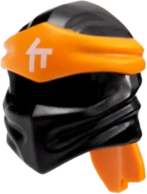 Minifigure, Headgear Ninjago Wrap Type 4 with Molded Orange Headband and Printed White Ninjago Logogram &#39;C&#39; Pattern