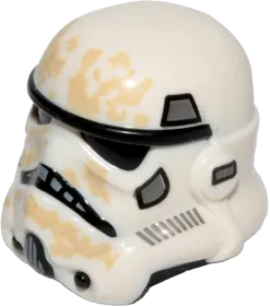 Minifigure, Headgear Helmet SW Stormtrooper with Molded Black Forehead, Eyes, Nose, Chin, and Panels on Back and Printed Dark Bluish Gray Marks and Tan Dirt Stains Pattern &#40;Sandtrooper&#41;