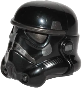 Minifigure, Headgear Helmet SW Stormtrooper with Molded Pearl Dark Gray Forehead, Eyes, Nose, Chin, and Panels on Back and Printed Dark Silver Marks Pattern &#40;Shadow Trooper&#41;