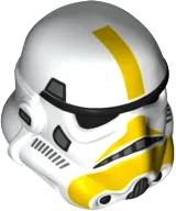 Minifigure, Headgear Helmet SW Stormtrooper with Molded Black Forehead, Eyes, Nose, Chin, and Panels on Back and Printed Dark Bluish Gray Marks and Yellow Stripe Pattern