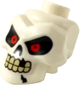 Minifigure, Head, Modified Skull with Red Eyes, Cracks and Missing Tooth Pattern