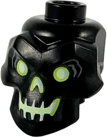 Minifigure, Head, Modified Skull with Yellowish Green Eyes, Nose and Mouth Pattern