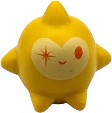 Star, Wish with Orange Oval Left Eye, Sparkle Right Eye, and Grin on Bright Light Yellow Background Pattern