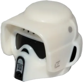 Minifigure, Headgear Helmet SW Scout Trooper, Dual Molded, White with Black and Dark Bluish Gray Marks Pattern