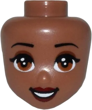 Mini Doll, Head Friends with Reddish Brown Eyes, Dark Red Lips and Open Mouth Pattern