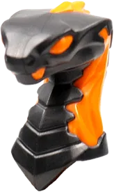 Minifigure, Head, Modified Snake, Cobra with Closed Mouth with Orange Eyes and Flames Pattern