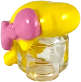 Minifigure, Hair Female Smooth with 3 Locks in Back and Bright Pink Bow Pattern