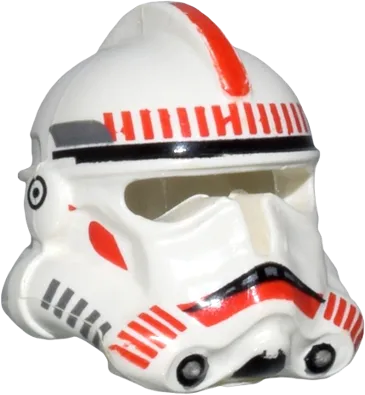 Minifigure, Headgear Helmet SW Clone Trooper Ep.3 with Red Stripe and Mouth Markings Pattern