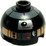 Brick, Round 2 x 2 Dome Top with Silver and Copper Pattern &#40;R2-Q5 Droid&#41;
