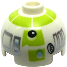 Brick, Round 2 x 2 Dome Top with Silver and Lime Pattern (R7-A7)