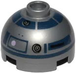 Brick, Round 2 x 2 Dome Top with Lavender Dots, Small Receptor and Dark Blue Pattern &#40;R2-D2&#41;