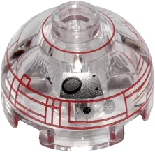 Brick, Round 2 x 2 Dome Top with Red Rectangle Borders Pattern &#40;Imperial Astromech Droid&#41;