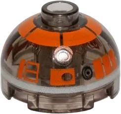 Brick, Round 2 x 2 Dome Top with Orange with Silver Band Around Dome Pattern &#40;R3-S1&#41;