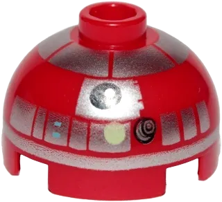 Brick, Round 2 x 2 Dome Top with Silver Band Around Dome, Lime Dot Pattern &#40;Astromech Droid&#41;