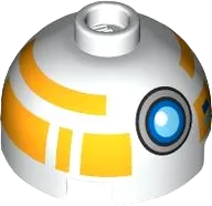 Brick, Round 2 x 2 Dome Top with Buttons, Dark Azure, Medium Azure and Silver Eye and Bright Light Orange Pattern &#40;Training Droid&#41;