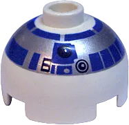 Brick, Round 2 x 2 Dome Top with Silver and Blue Pattern (R2-D2)