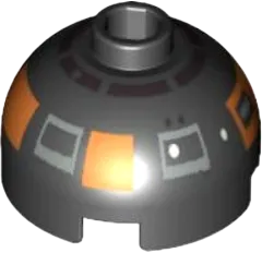Brick, Round 2 x 2 Dome Top with Silver and Copper Pattern (R2-D5)