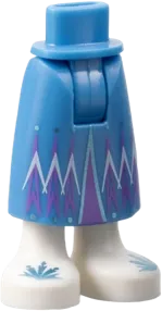 Mini Doll Hips and Skirt Long, Medium Lavender Mountains, White Boots with Metallic Light Blue Snowflake Pattern - Thick Hinge