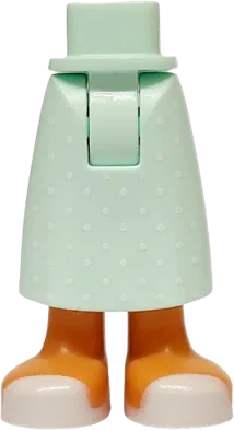 Mini Doll Hips and Skirt Long with Molded Nougat Legs and Printed White Dots and Sandals Pattern - Thick Hinge