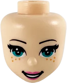 Mini Doll, Head Friends with Dark Turquoise Eyes, Dark Orange Freckles, Dark Pink Lips and Open Mouth Pattern