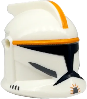 Minifigure, Headgear Helmet SW Clone Trooper with Holes, Orange Stripe Pattern