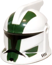 Minifigure, Headgear Helmet SW Clone Trooper with Holes, Dark Green Markings, Clone Commander Gree Pattern