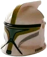 Minifigure, Headgear Helmet SW Clone Trooper with Holes, Olive Green Markings and Silver Visor Pattern &#40;Clone Trooper Sergeant&#41;