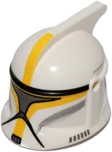 Minifigure, Headgear Helmet SW Clone Trooper with Holes, Yellow Markings and Silver Visor Pattern &#40;Clone Trooper Commander&#41;