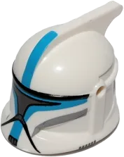 Minifigure, Headgear Helmet SW Clone Trooper with Holes, Dark Azure Markings and Silver Visor Pattern &#40;Clone Trooper Lieutenant&#41;