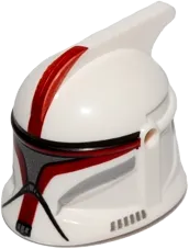 Minifigure, Headgear Helmet SW Clone Trooper with Holes, Dark Red Markings and Silver Visor Pattern &#40;Clone Trooper Captain&#41;