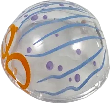 Cylinder Hemisphere 2 x 2 with Cutout with Blue Lines and Purple Dots Jelly Mask Pattern