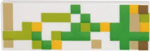 Tile 1 x 3 with Pixelated Green, Lime, Tan and Yellow Pattern &#40;Minecraft Iron Golem&#41;
