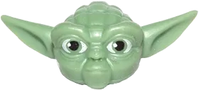 Minifigure, Head, Modified SW Yoda Straight Ears with Large Eyes and Gray Hair Pattern