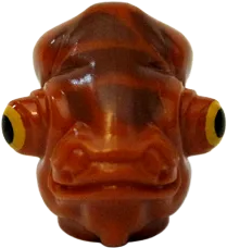 Minifigure, Head, Modified SW Mon Calamari with Large Reddish Brown Skin Texture and Yellow and Black Eyes Pattern
