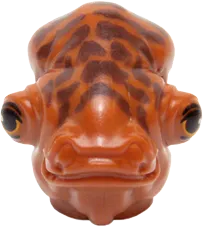 Minifigure, Head, Modified SW Mon Calamari with Small Reddish Brown Skin Texture and Orange and Black Eyes with Eyelids Pattern