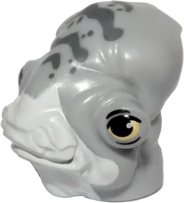 Minifigure, Head, Modified SW Mon Calamari with White Dewlap, Dark Bluish Gray Spots and Yellow Eyes with Eyelids Pattern &#40;Lieutenant Bek&#41;