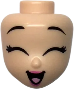 Mini Doll, Head Friends with Closed Large Eyes, Raised Eyebrows, and Open Mouth with Tongue Pattern &#40;Ariel&#41;