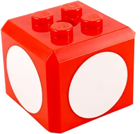 Brick, Modified Cube, 4 Studs on Top with White Circle Pattern on All Sides &#40;Super Mario Toadette / Super Mushroom / 1-Up Mushroom Cap&#41;