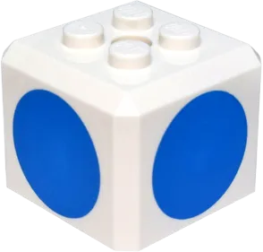 Brick, Modified Cube, 4 Studs on Top with Blue Circle Pattern on All Sides &#40;Super Mario Blue Toad Cap&#41;