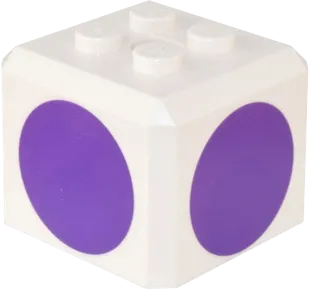Brick, Modified Cube, 4 Studs on Top with Dark Purple Circle Pattern on All Sides &#40;Super Mario Purple Toad Cap&#41;