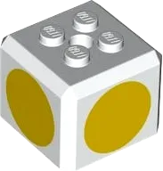 Brick, Modified Cube, 4 Studs on Top with Yellow Circle Pattern on All Sides &#40;Super Mario Yellow Toad Cap&#41;