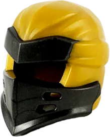 Minifigure, Headgear Ninjago Wrap Type 7 with 4 Slits on Front with Molded Pearl Dark Gray Armor Pattern