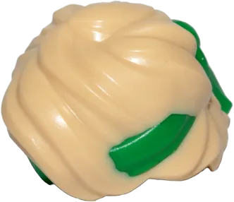 Minifigure, Hair Swept Back Tousled with Molded Green Bandana Headband Pattern