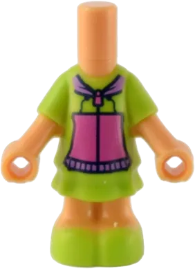 Micro Doll, Body with Lime Short Layered Dress and Shoes, Dark Pink Hoodie Pockets Pattern